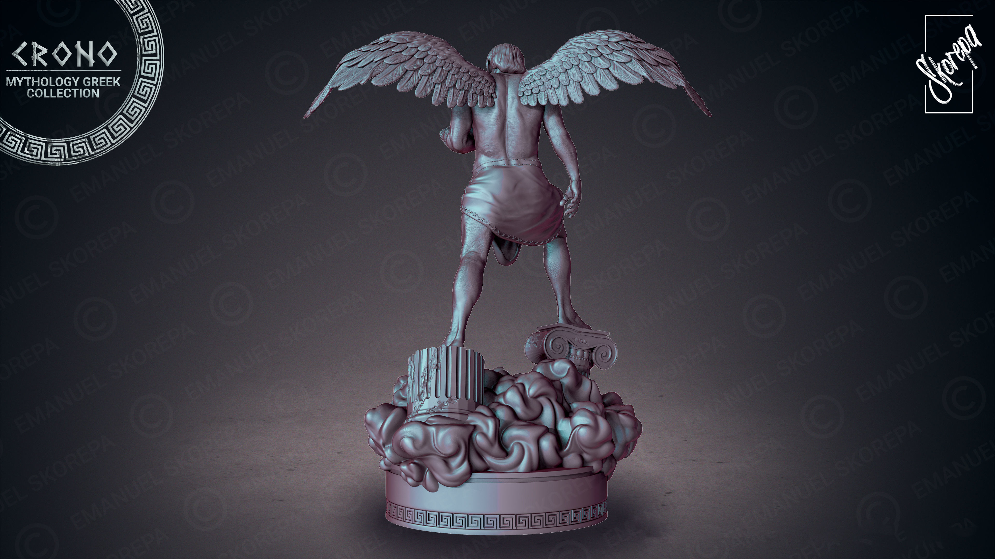 CRONO statue of angel with wings 3D print model_1