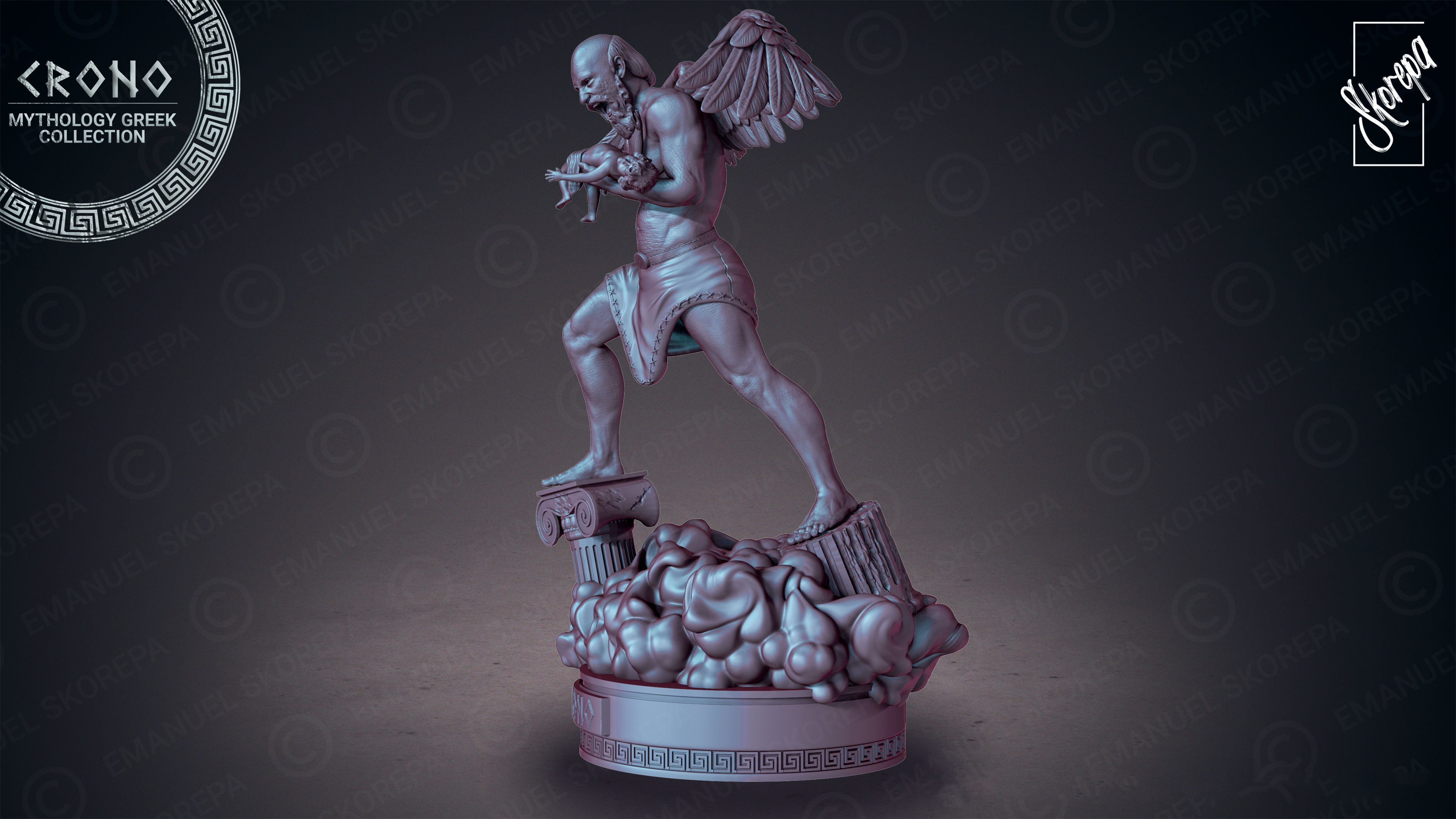 CRONO statue of angel with wings 3D print model_2