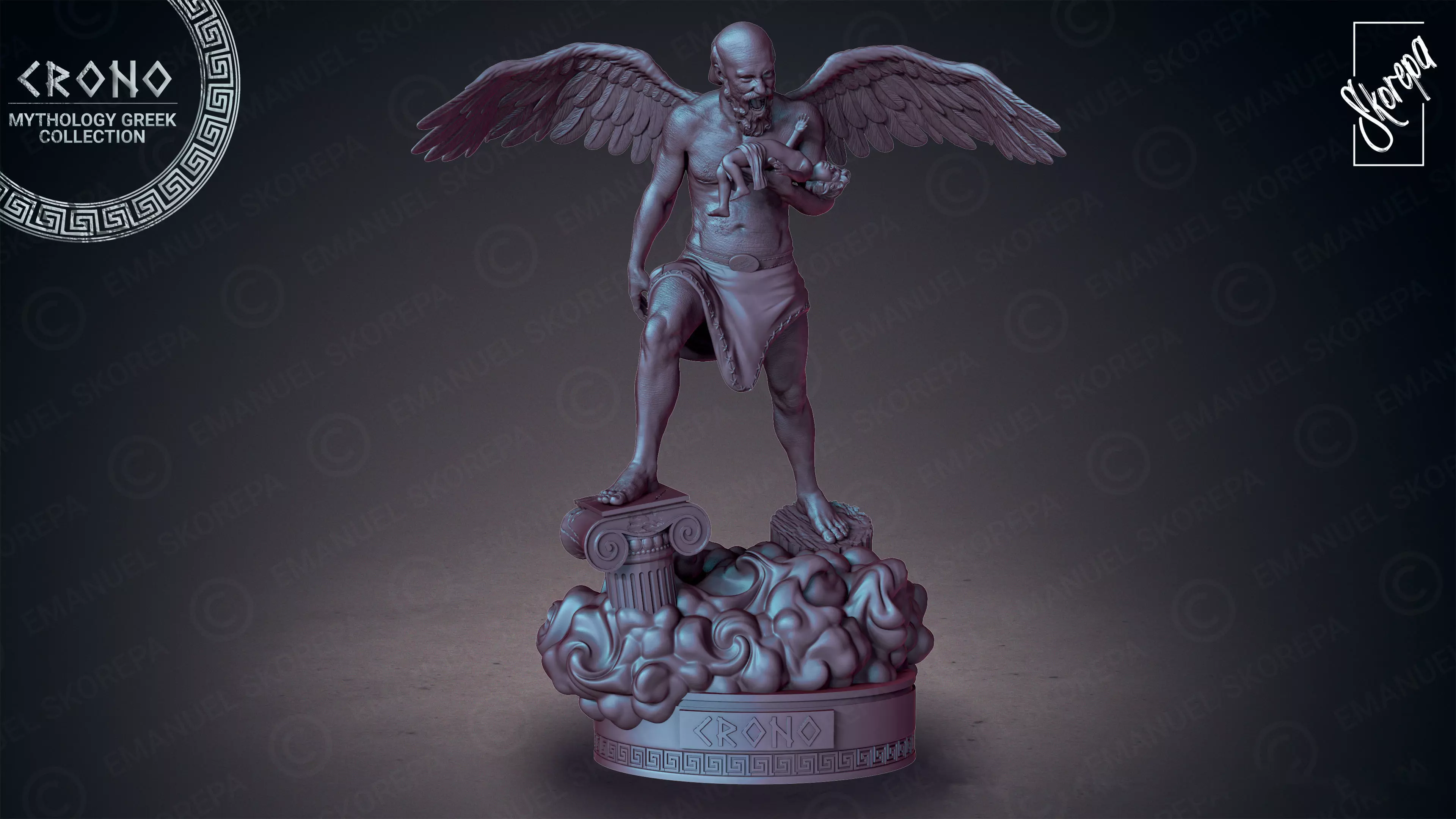 CRONO statue of angel with wings 3D print model_0