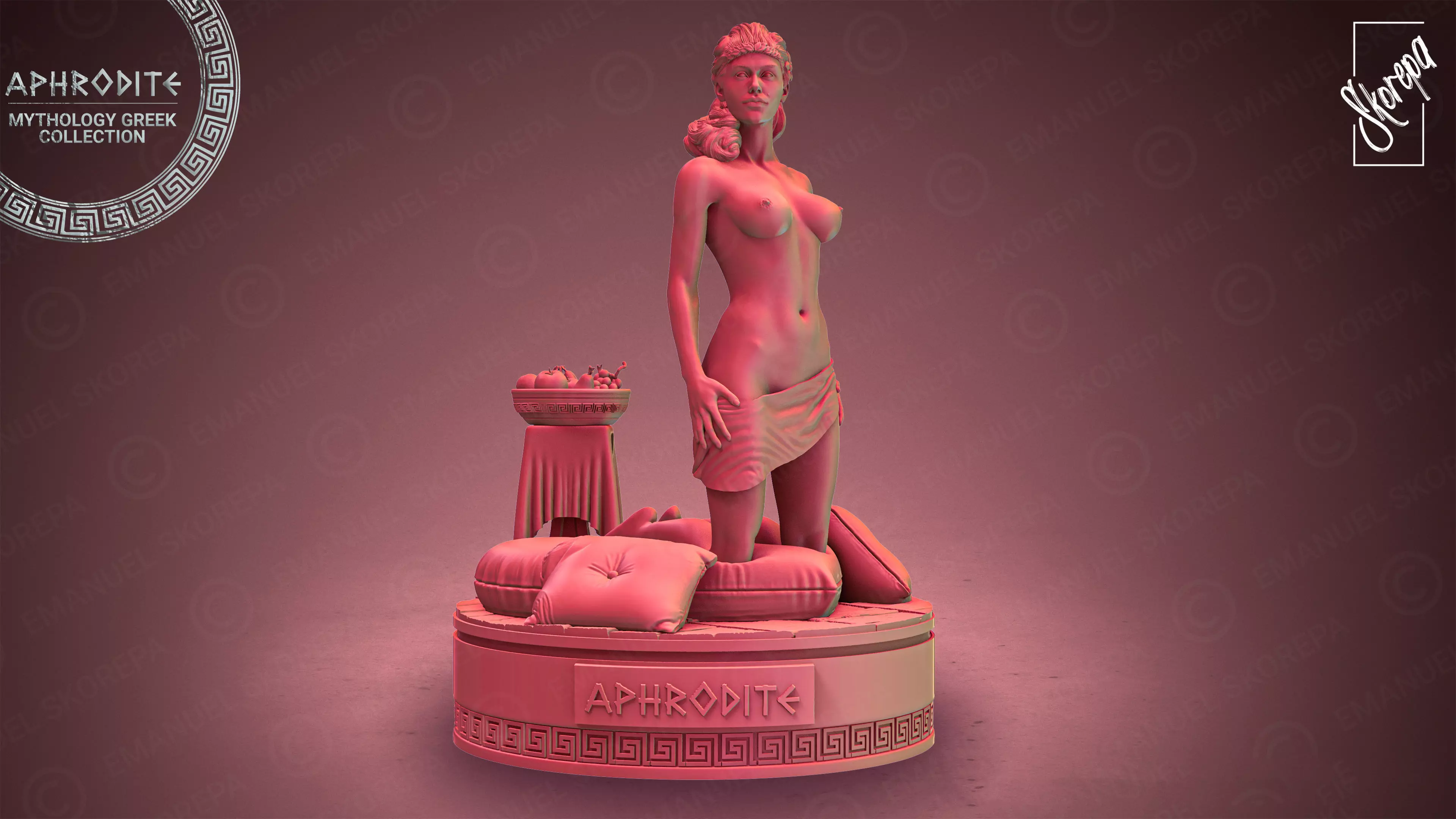 APHRODITE statue of woman on bed 3D print model