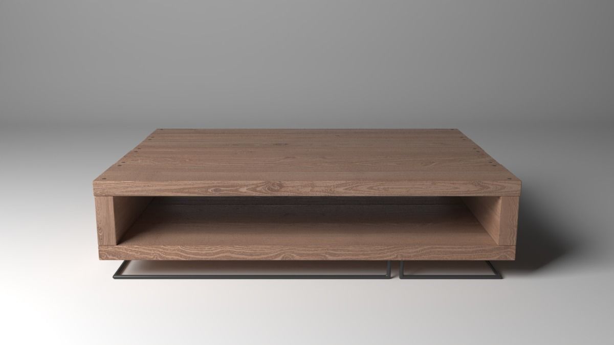 Rustic Table with Metal Legs 3D model_2