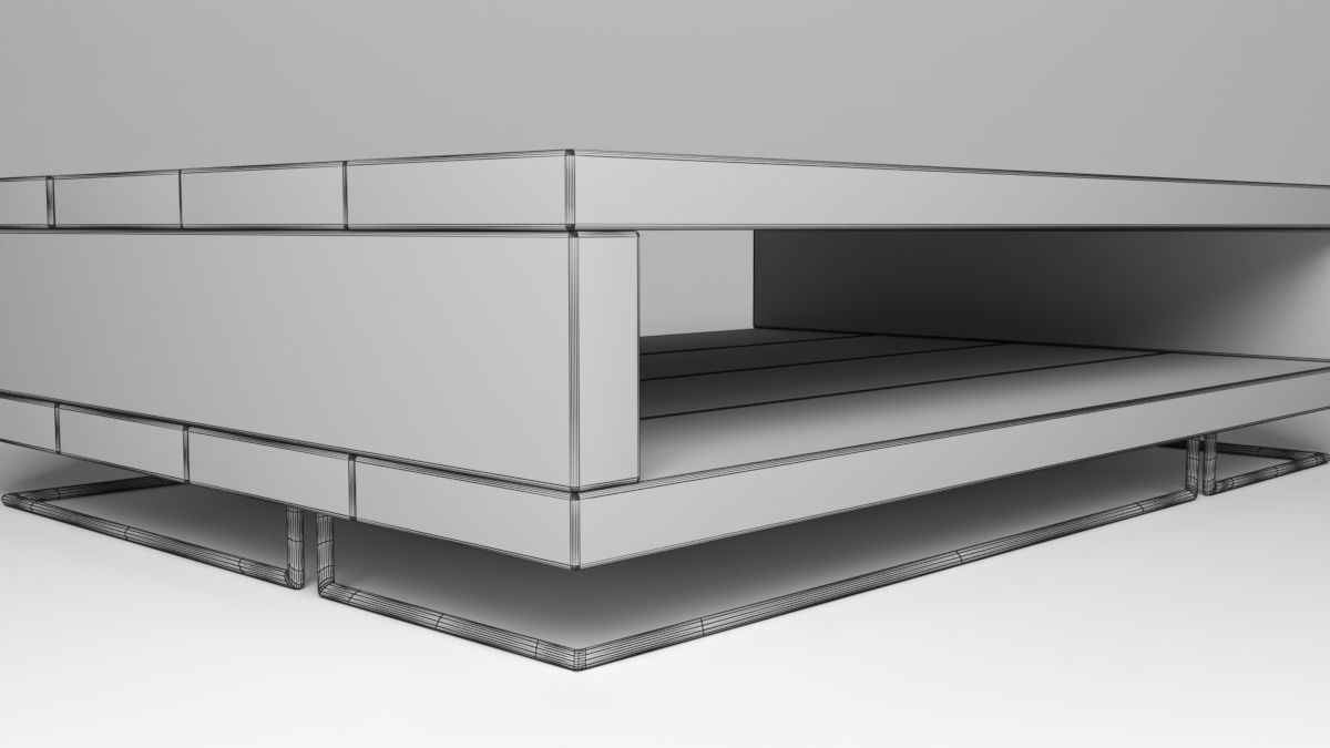 Rustic Table with Metal Legs 3D model_3