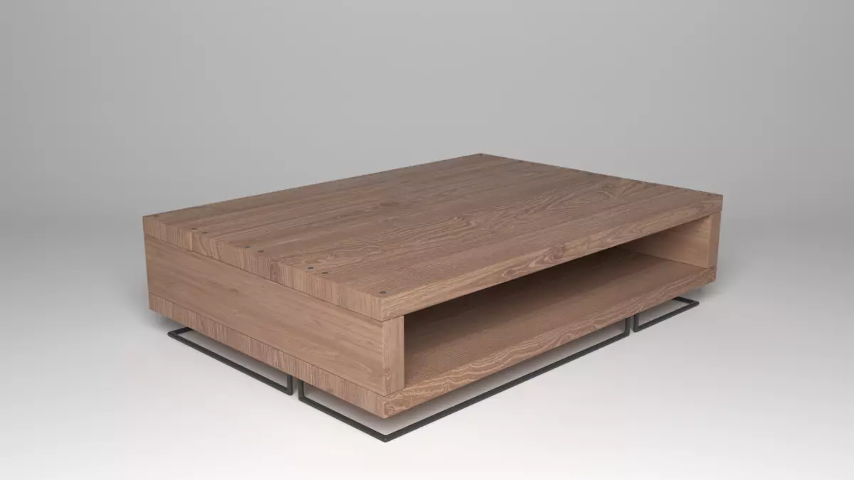 Rustic Table with Metal Legs 3D model_0