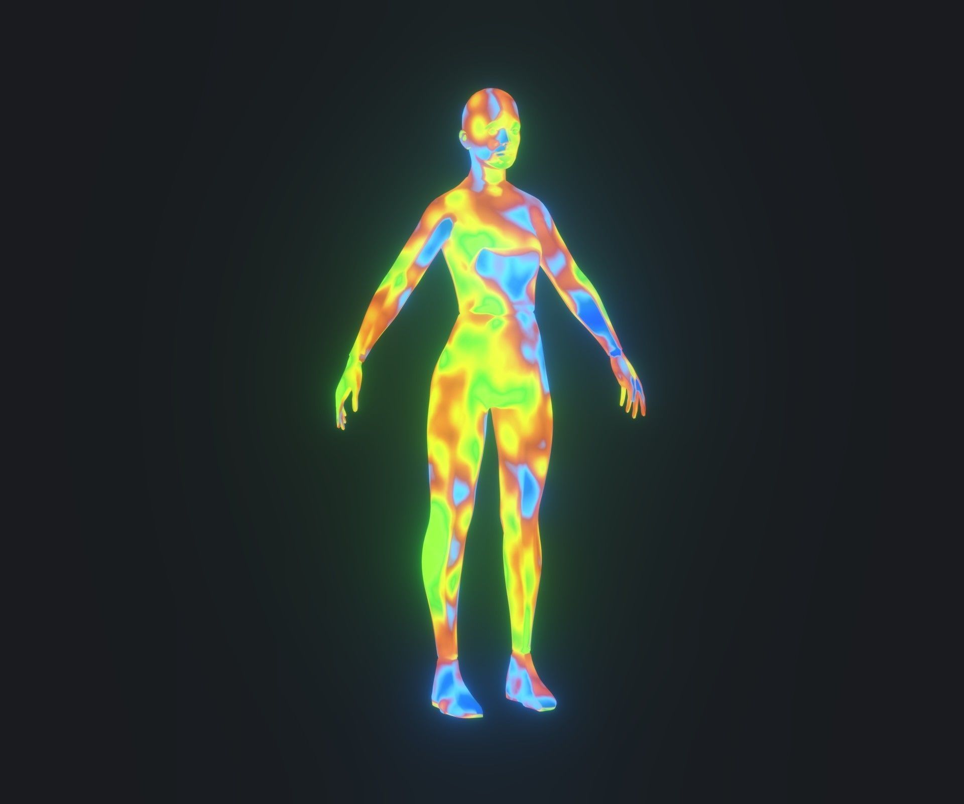 Human Thermal Image Heatmap Male and Female 3D Model Low-poly 3D model_2