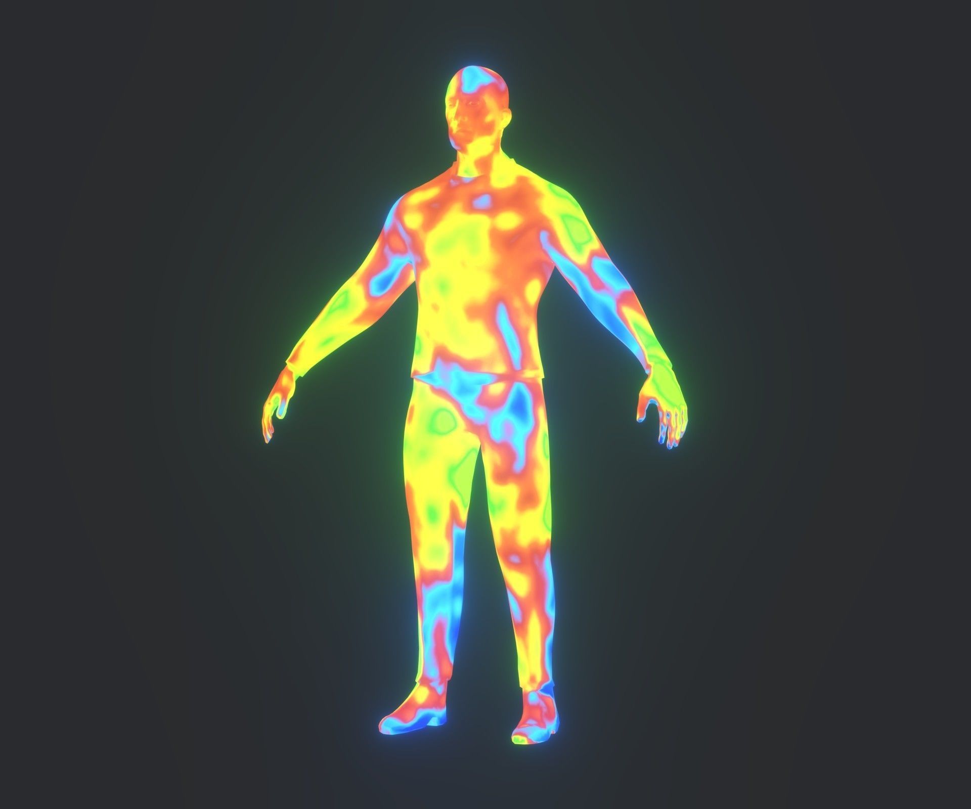 Human Thermal Image Heatmap Male and Female 3D Model Low-poly 3D model_3