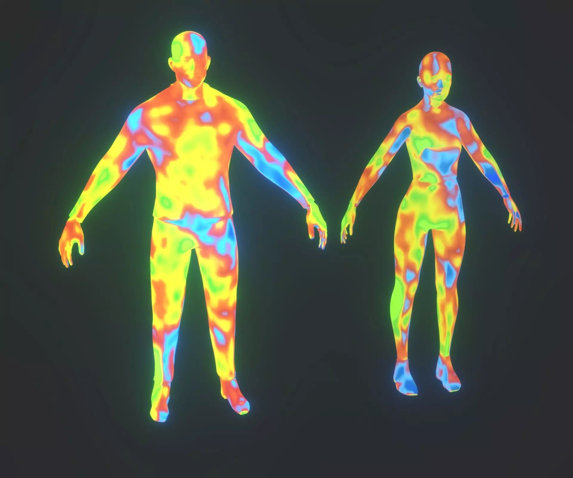 Human Thermal Image Heatmap Male and Female 3D Model Low-poly 3D model_0