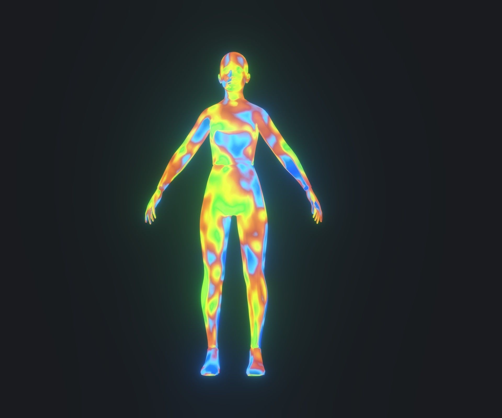 Human Thermal Image Heatmap Male and Female 3D Model Low-poly 3D model_4