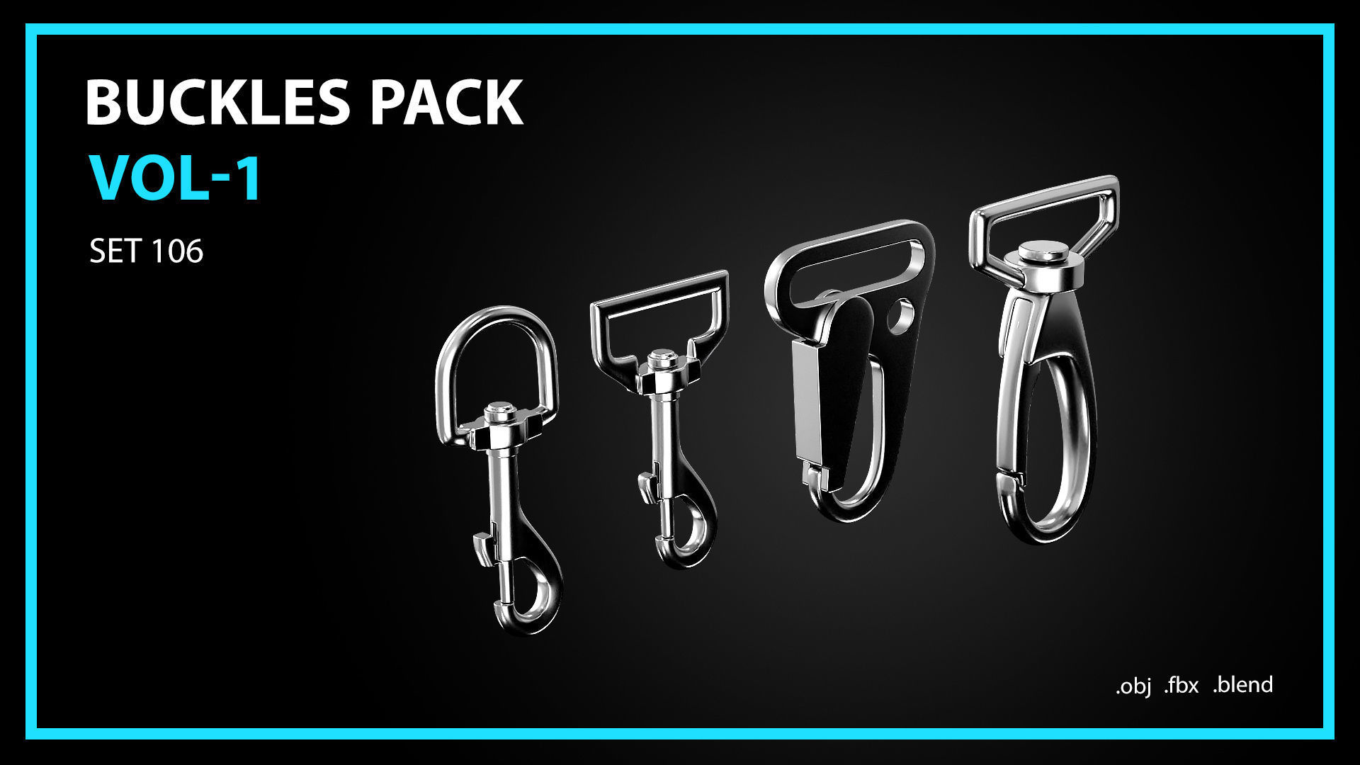 Buckles Snap Hooks Strap Adjusters Pack Vol 1 3D model_13