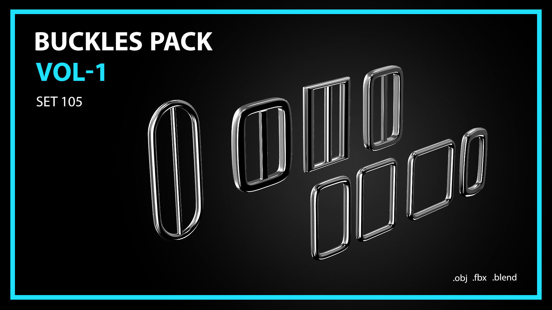 Buckles Snap Hooks Strap Adjusters Pack Vol 1 3D model_11