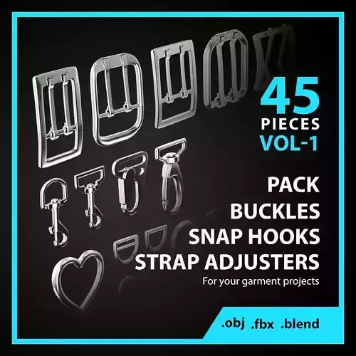 Buckles Snap Hooks Strap Adjusters Pack Vol 1 3D model