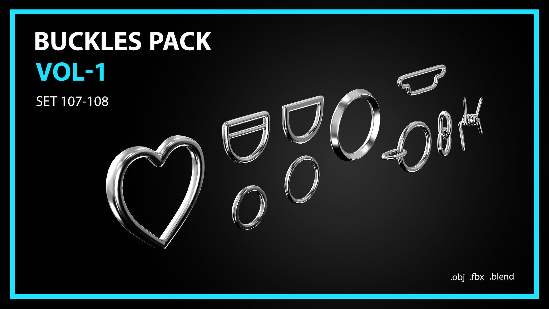 Buckles Snap Hooks Strap Adjusters Pack Vol 1 3D model_15
