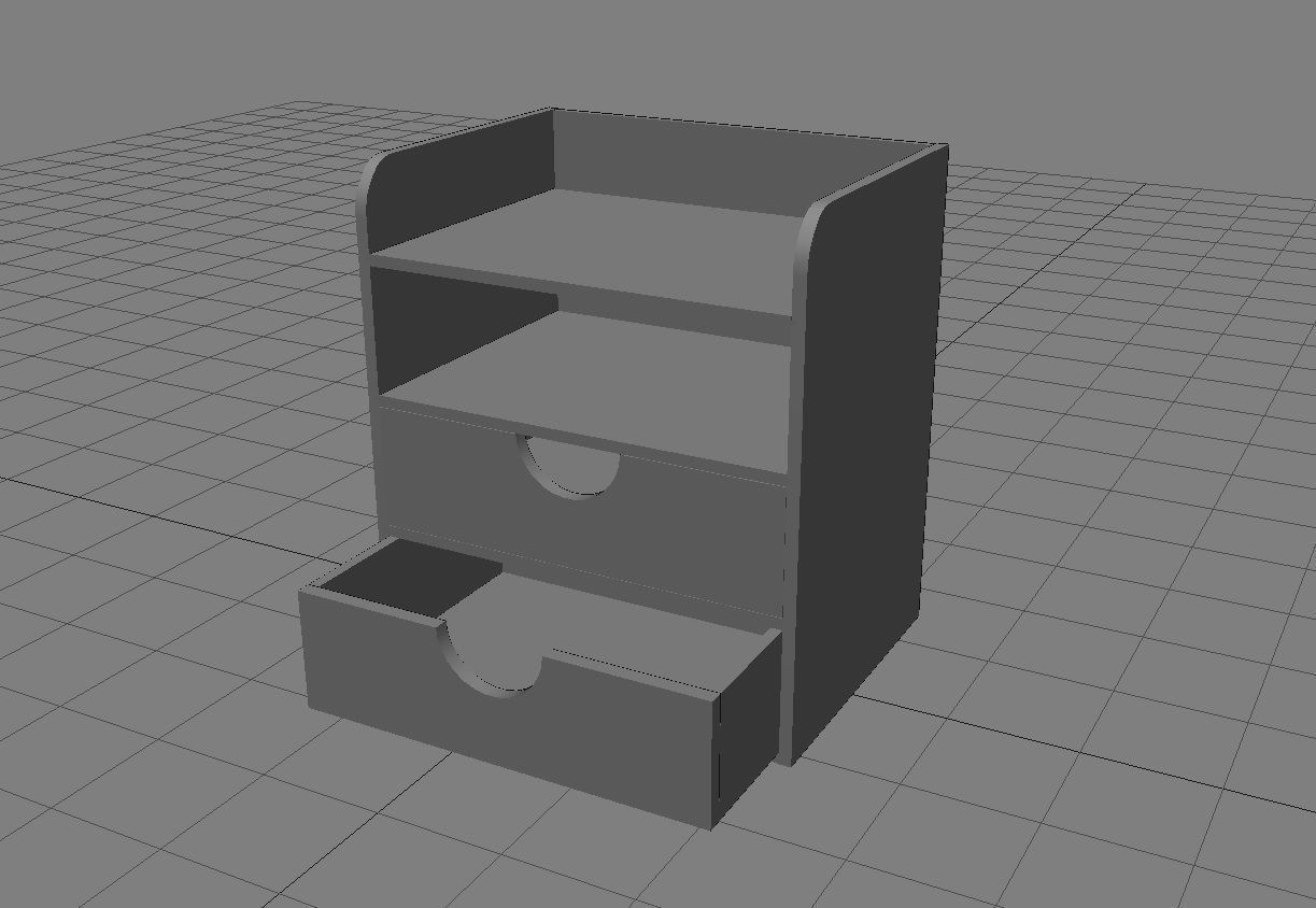 Desk Shelf 3D Model Low-poly 3D model_1