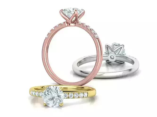 Elegant  Diamond Solitaire Ring 1ct Round Stone Claw Setting