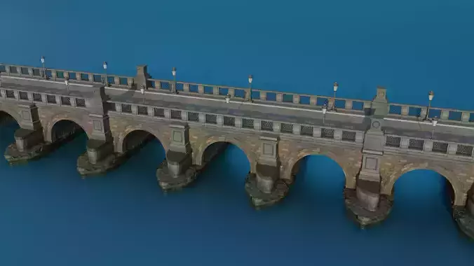 Brick Bridge Low-poly PBR Low-poly 3D model