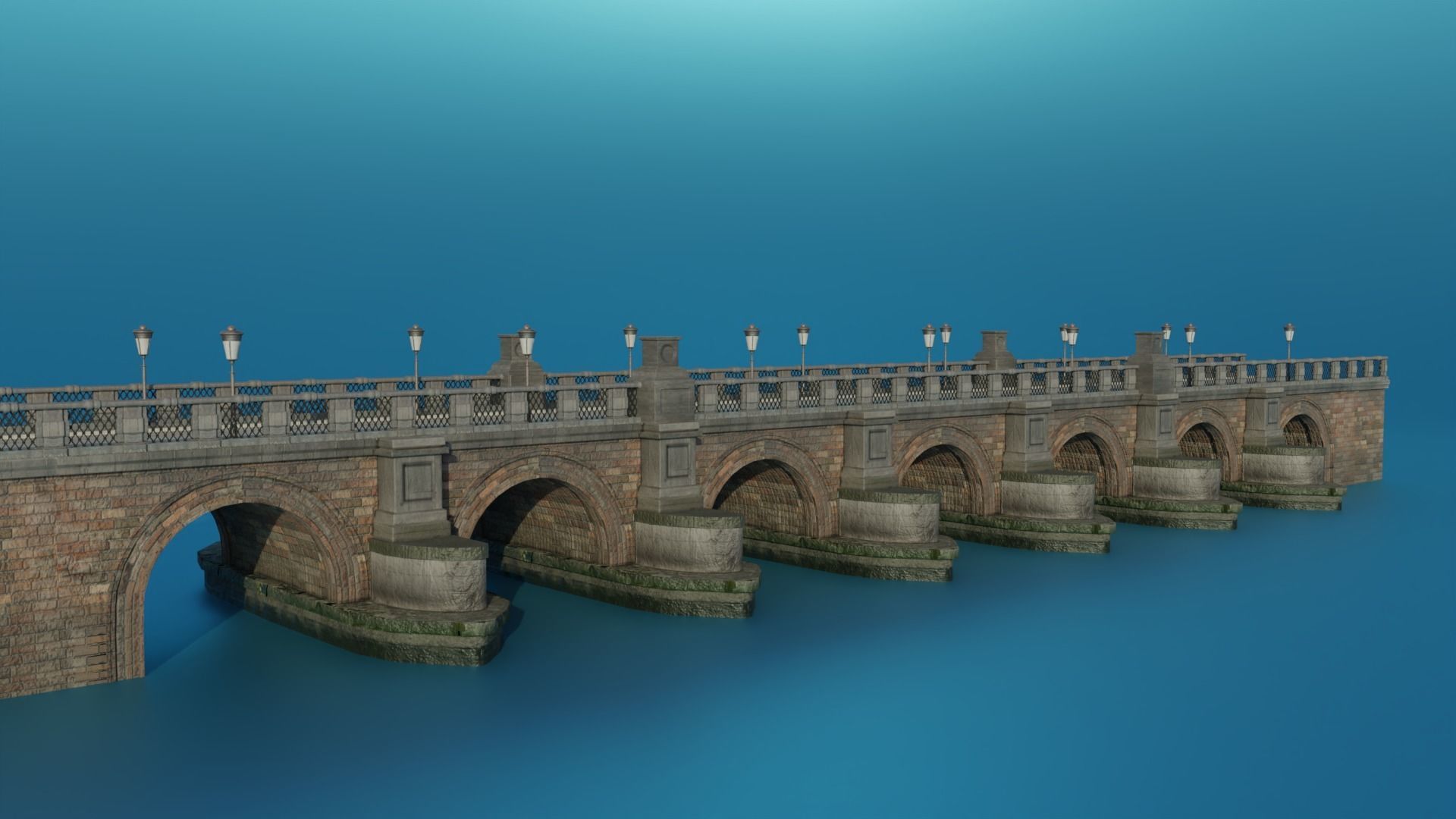 Brick Bridge Low-poly PBR Low-poly 3D model_7