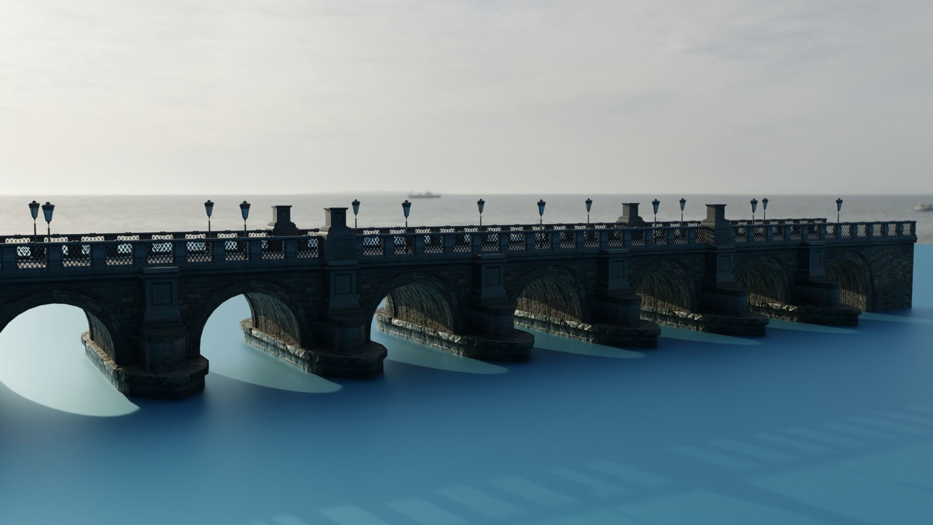 Brick Bridge Low-poly PBR Low-poly 3D model_2