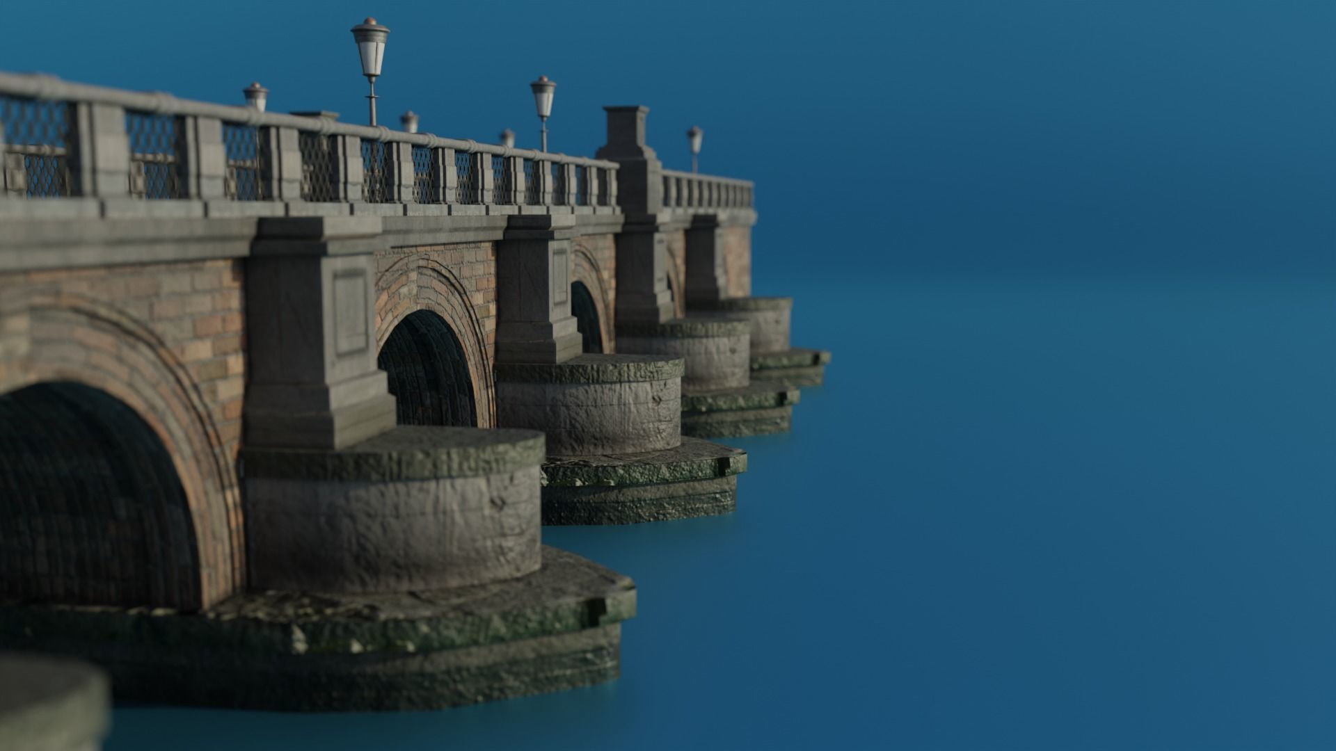 Brick Bridge Low-poly PBR Low-poly 3D model_3