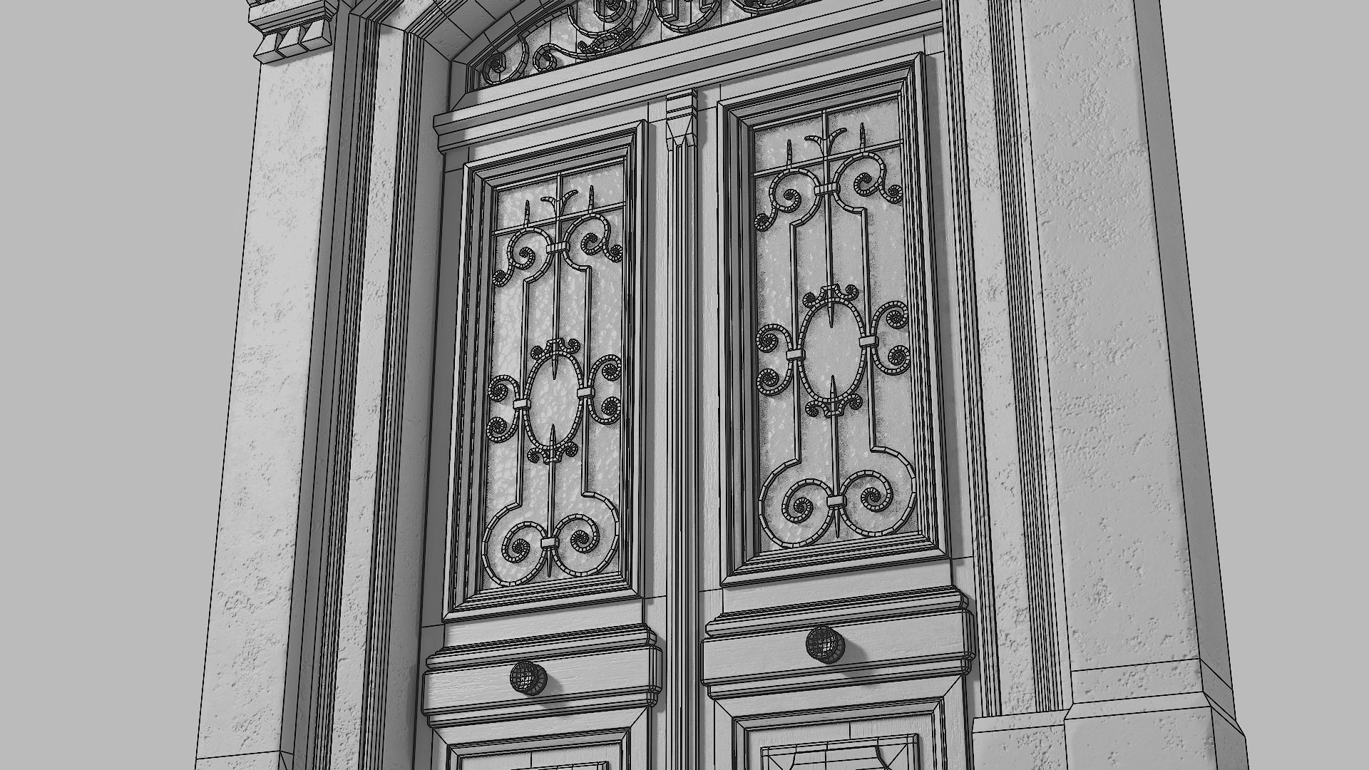 Neoclassic door 2 Low-poly 3D model_17
