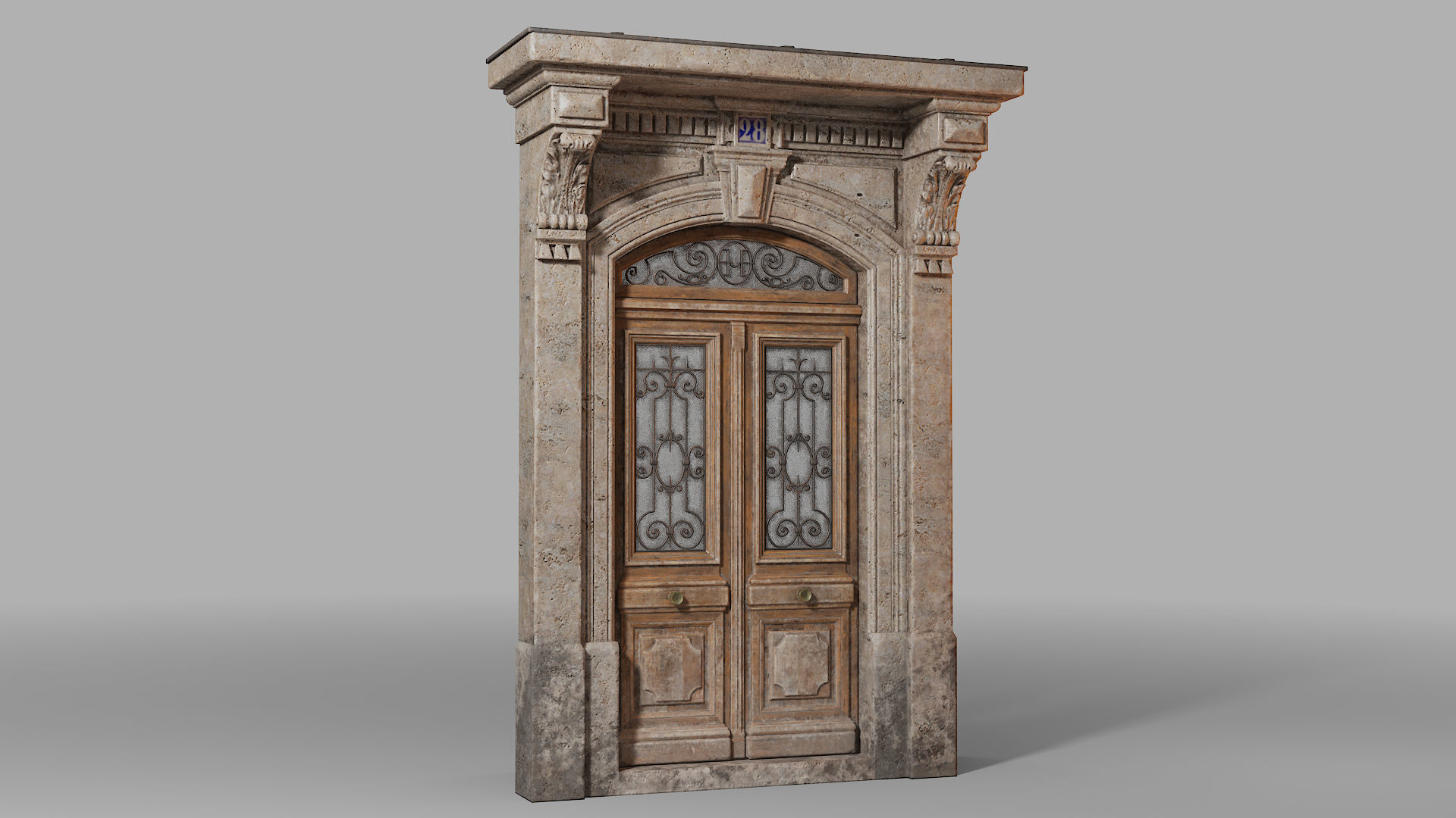 Neoclassic door 2 Low-poly 3D model_4