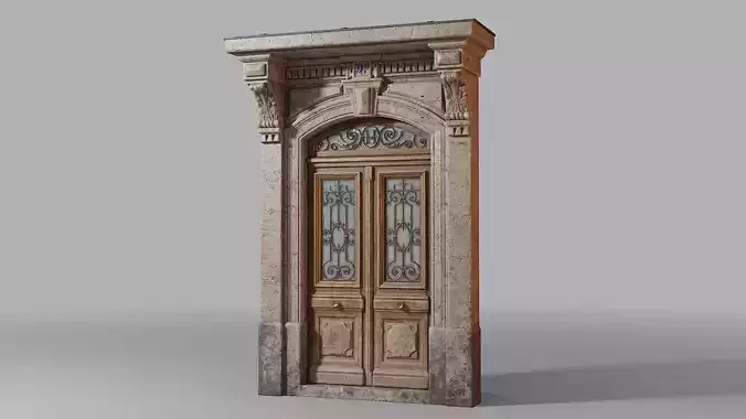 Neoclassic door 2 Low-poly 3D model