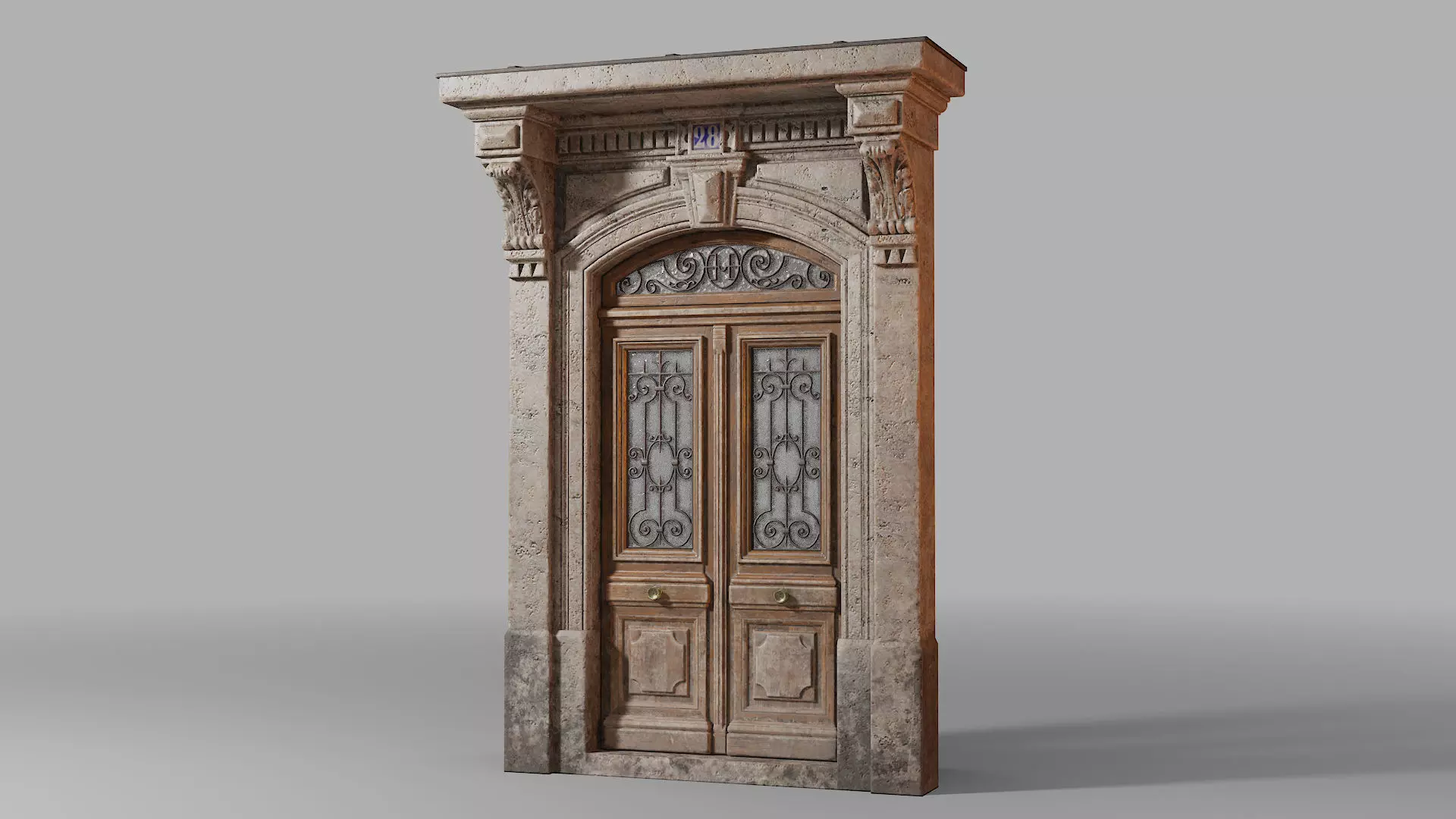 Neoclassic door 2 Low-poly 3D model_0