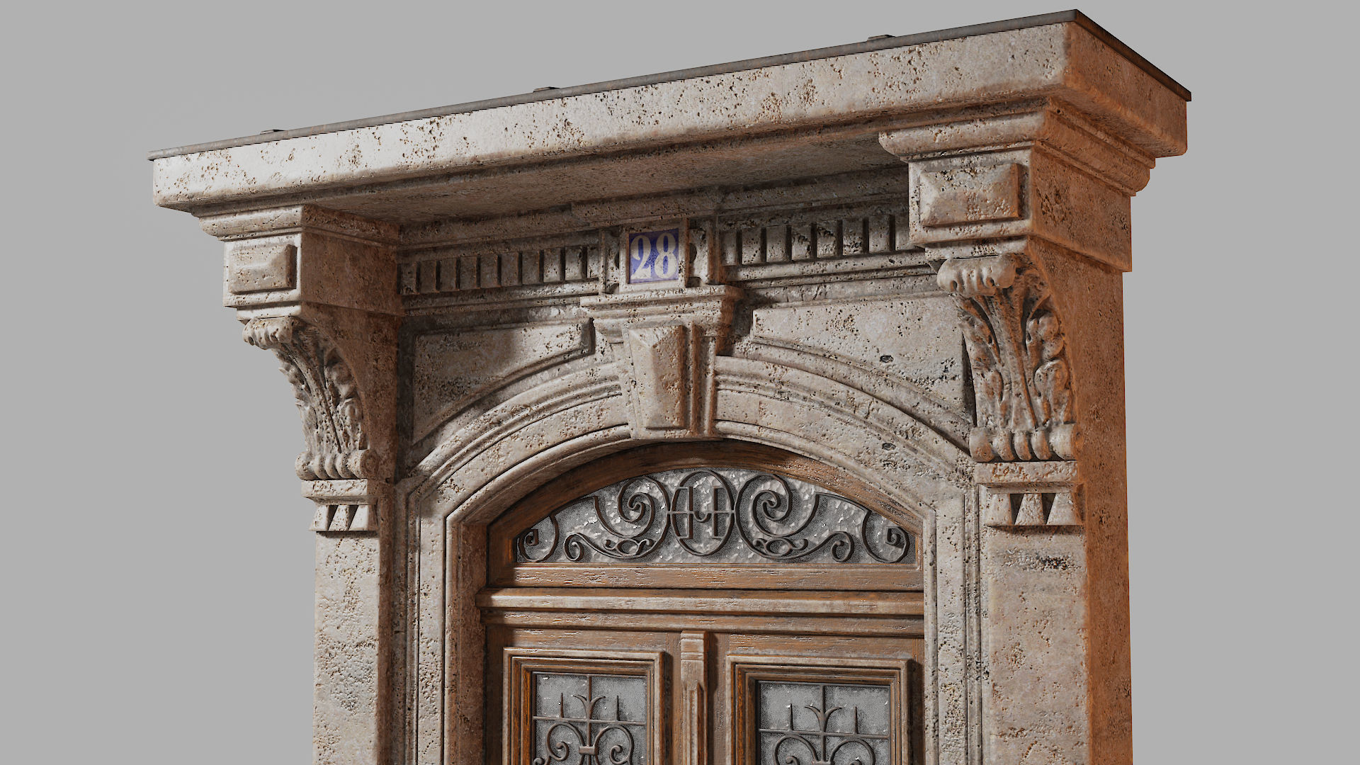 Neoclassic door 2 Low-poly 3D model_2