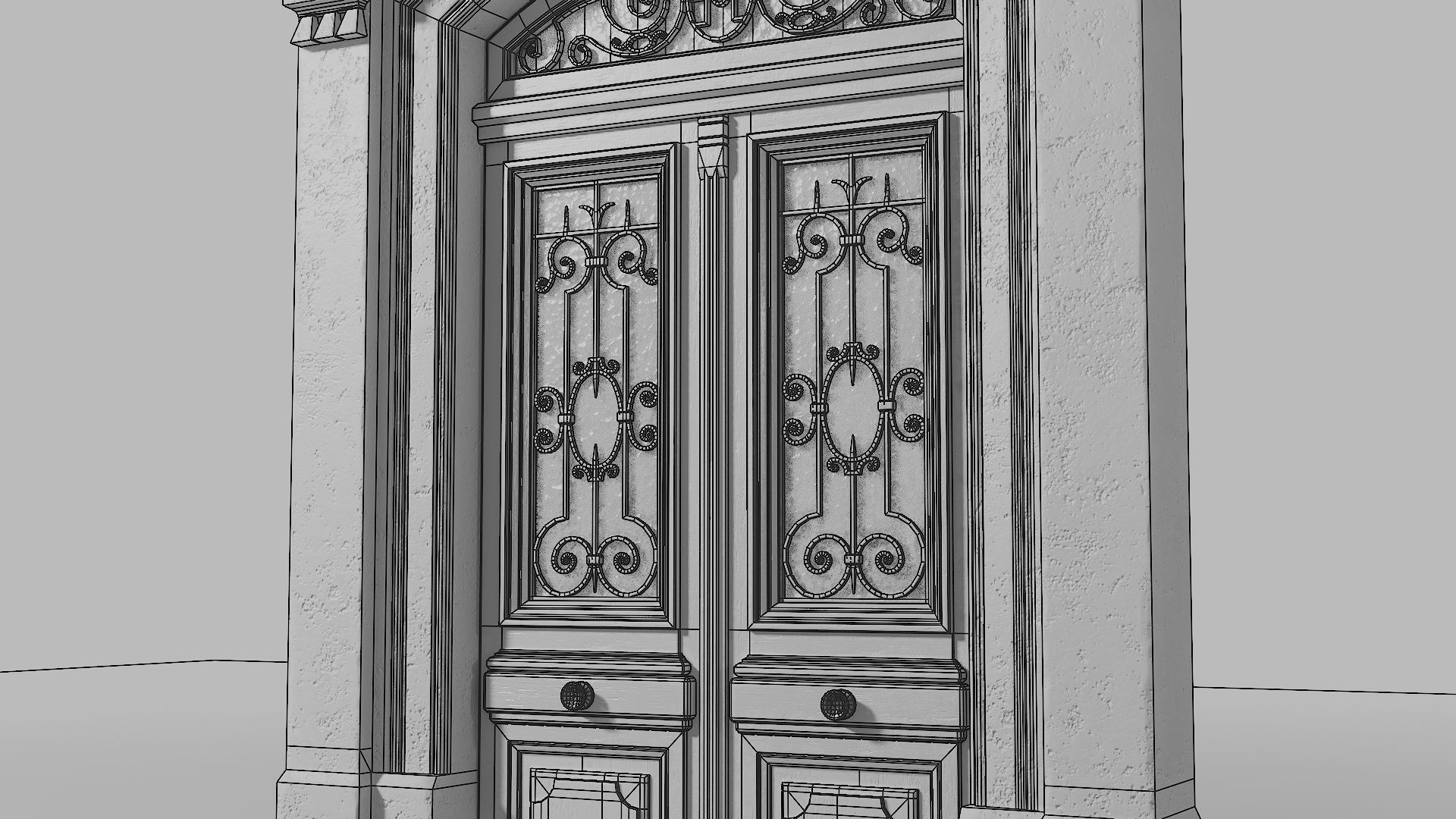 Neoclassic door 2 Low-poly 3D model_10