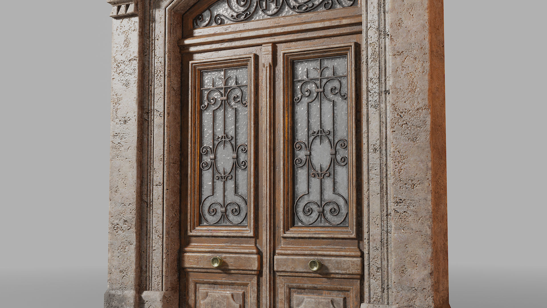 Neoclassic door 2 Low-poly 3D model_1