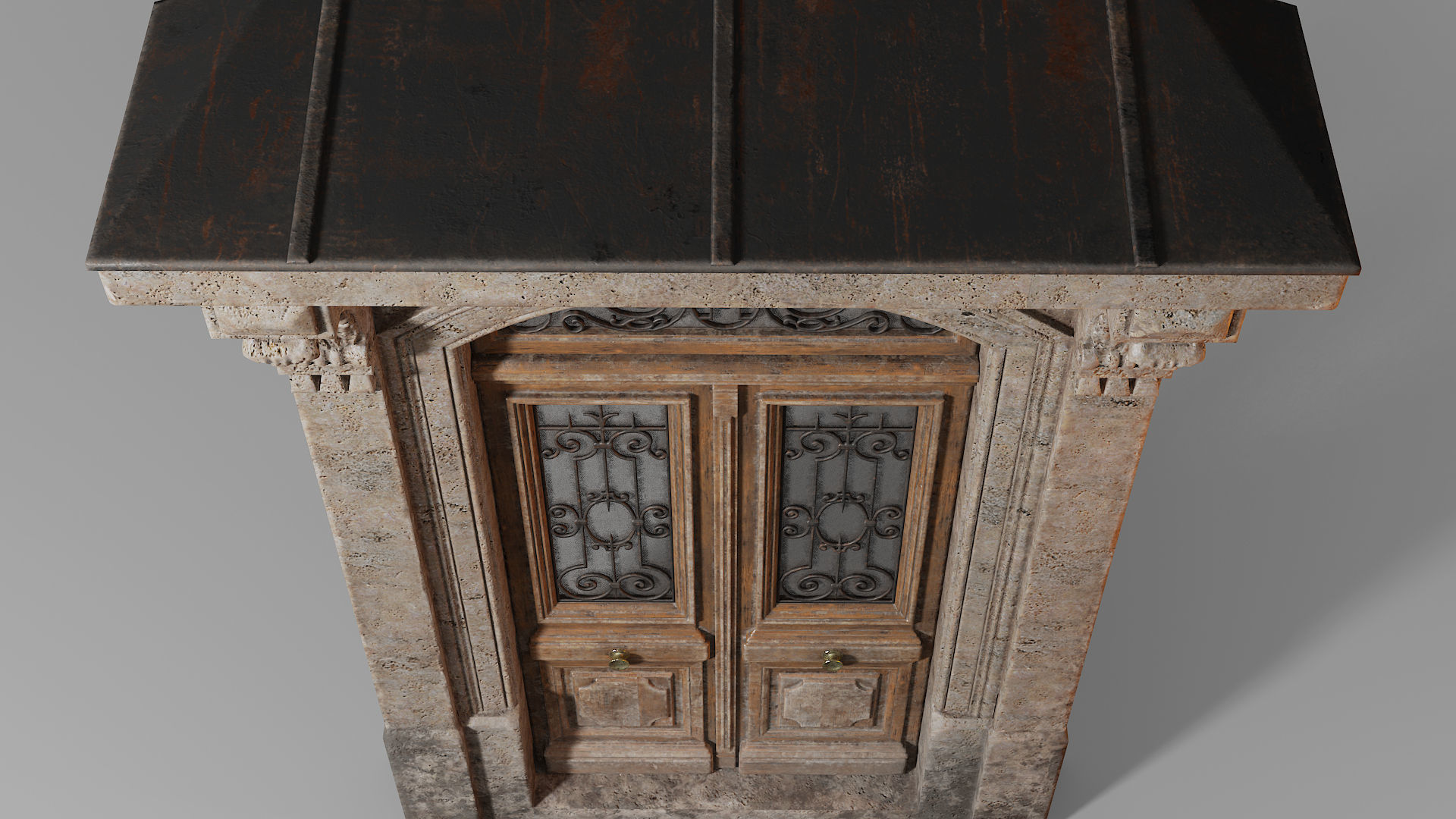 Neoclassic door 2 Low-poly 3D model_7
