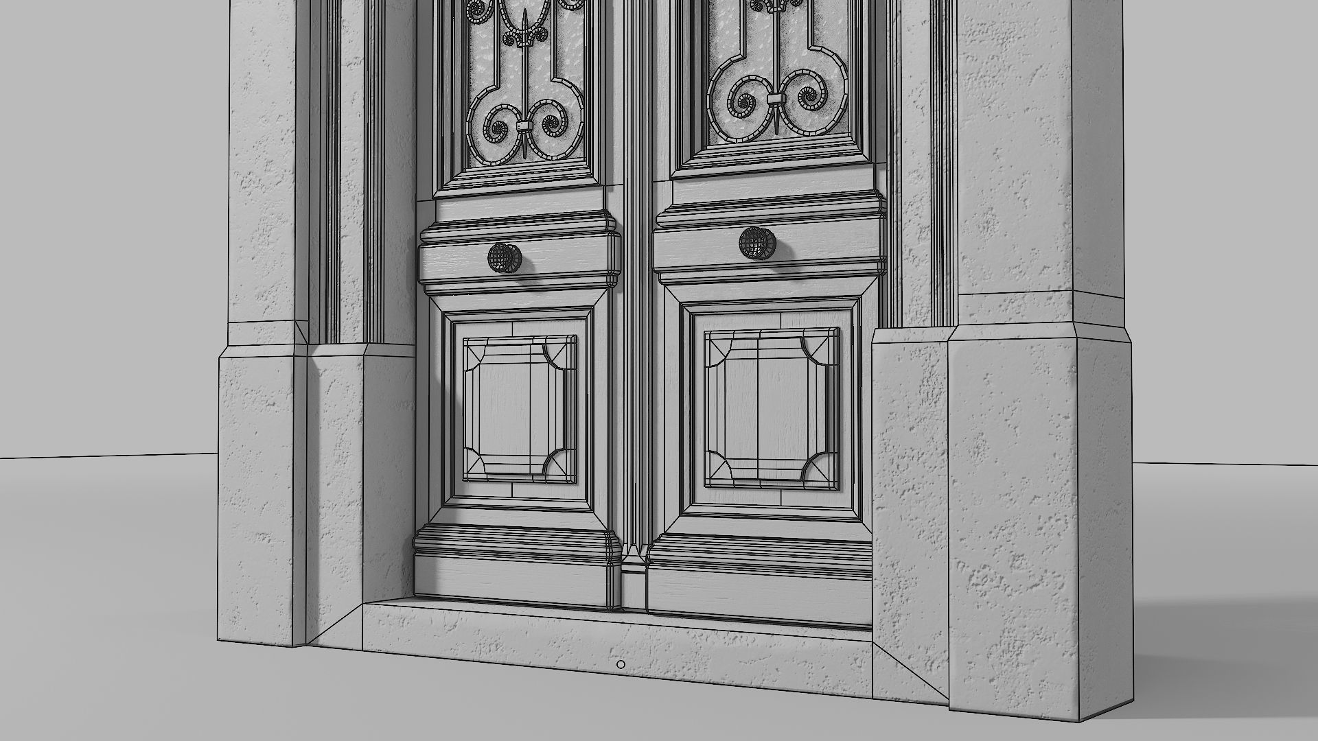 Neoclassic door 2 Low-poly 3D model_12