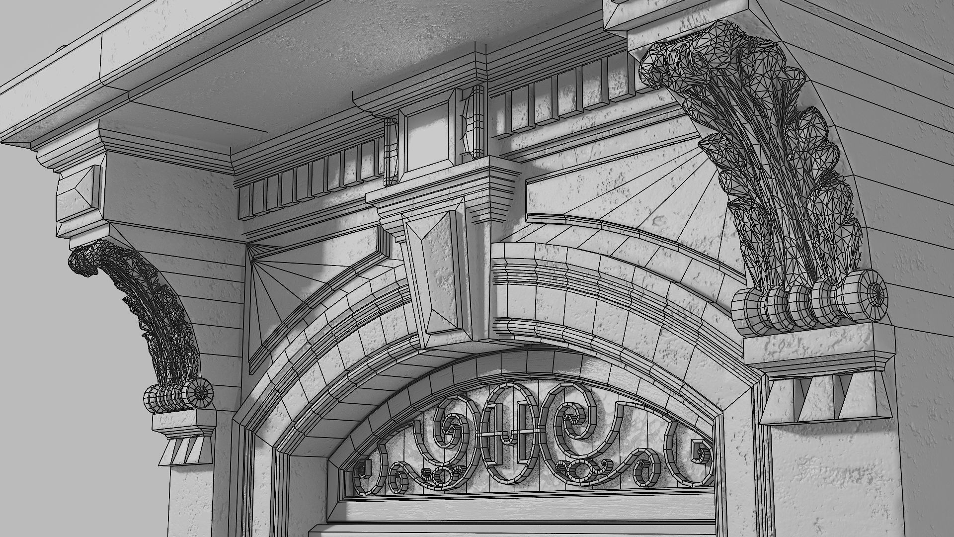 Neoclassic door 2 Low-poly 3D model_15