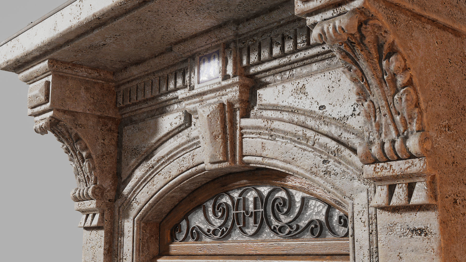 Neoclassic door 2 Low-poly 3D model_6