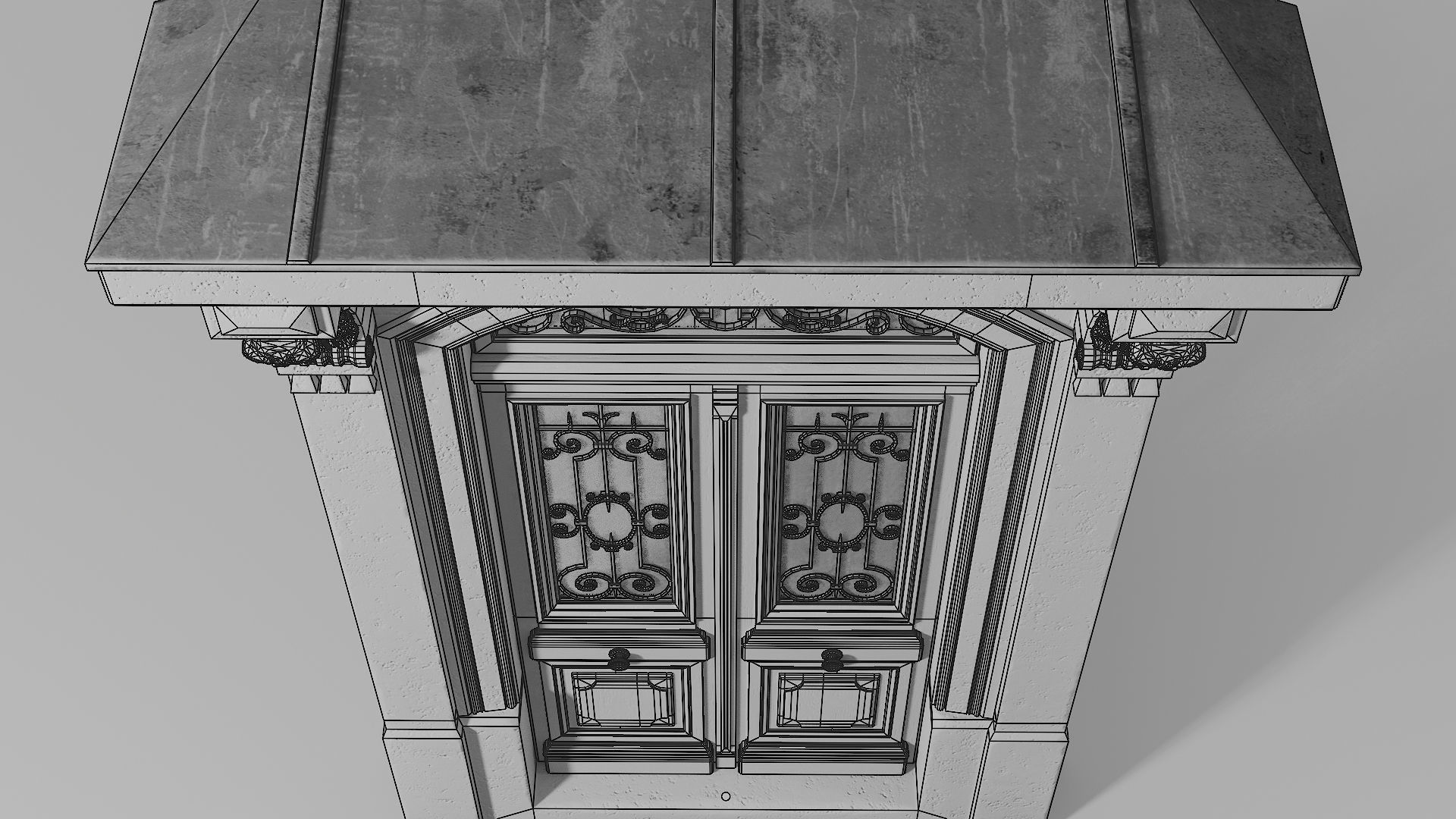 Neoclassic door 2 Low-poly 3D model_16