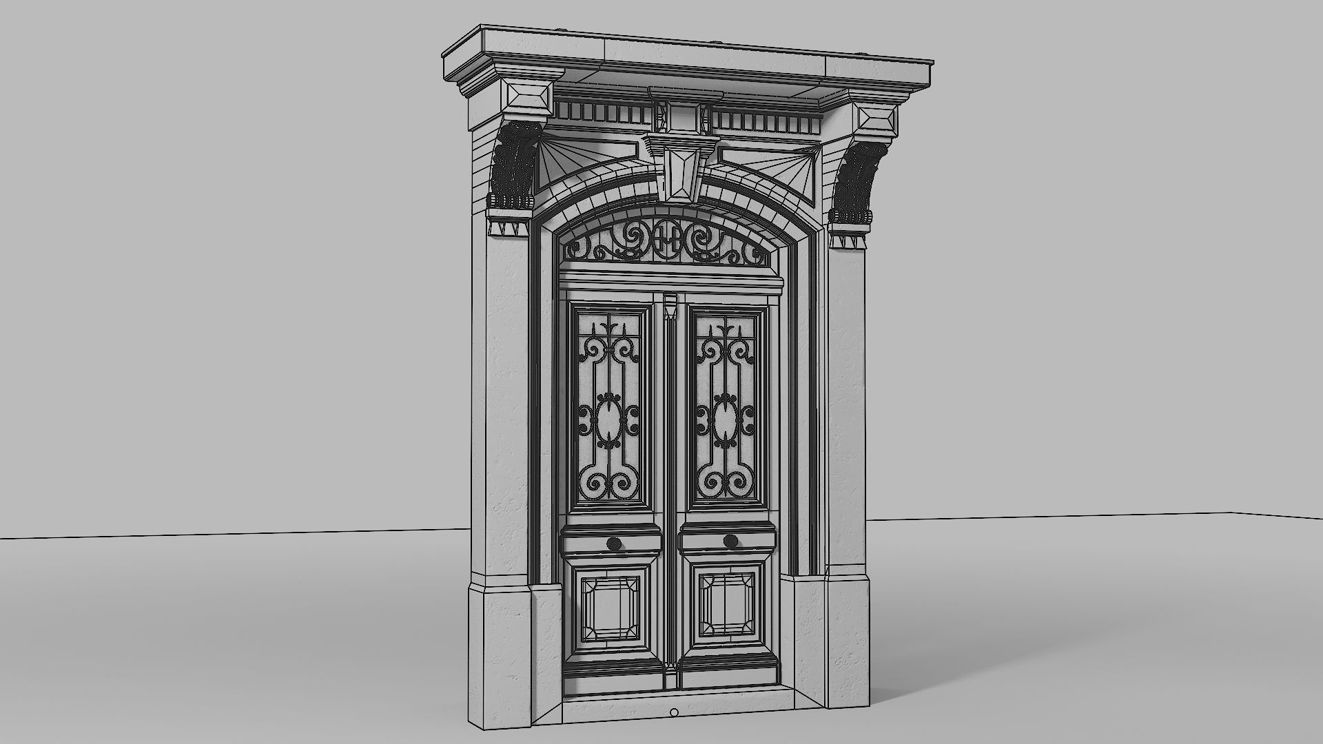 Neoclassic door 2 Low-poly 3D model_13