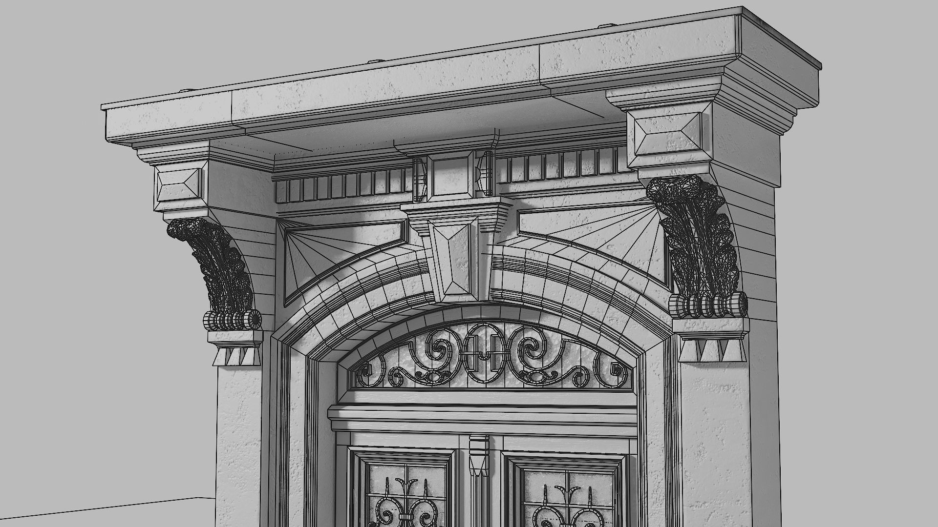 Neoclassic door 2 Low-poly 3D model_11