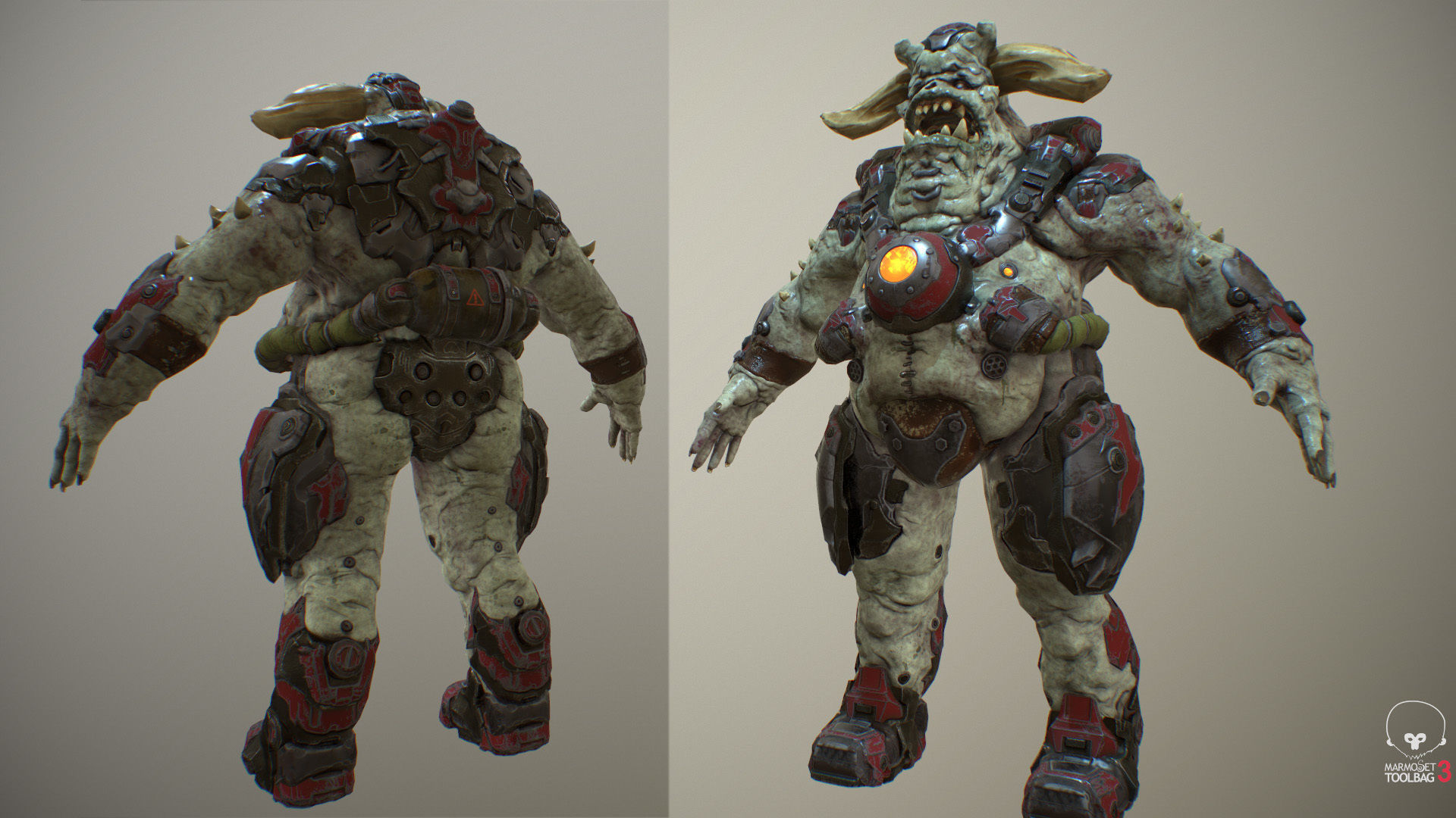 Demon soldier Low-poly 3D model_4