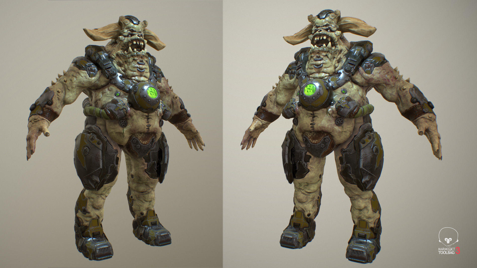 Demon soldier Low-poly 3D model_5