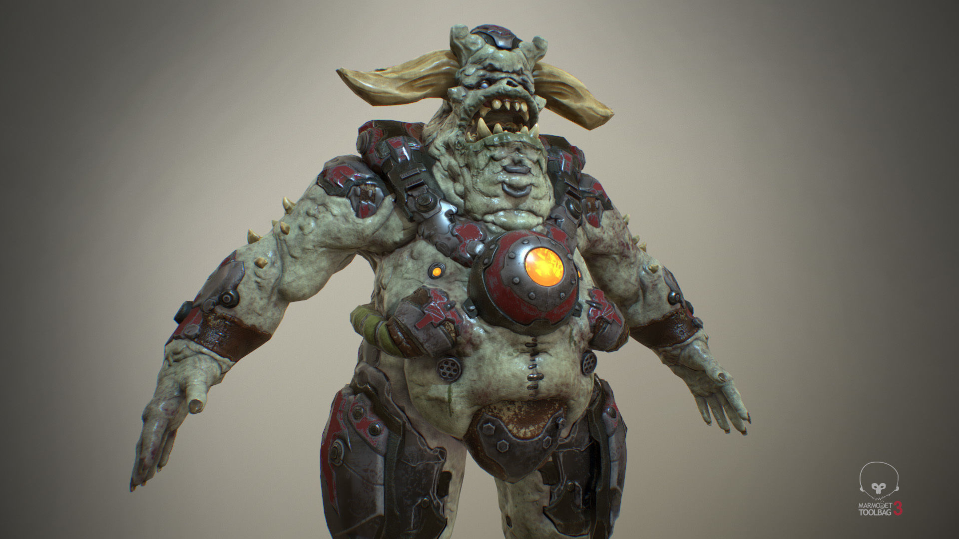 Demon soldier Low-poly 3D model_6