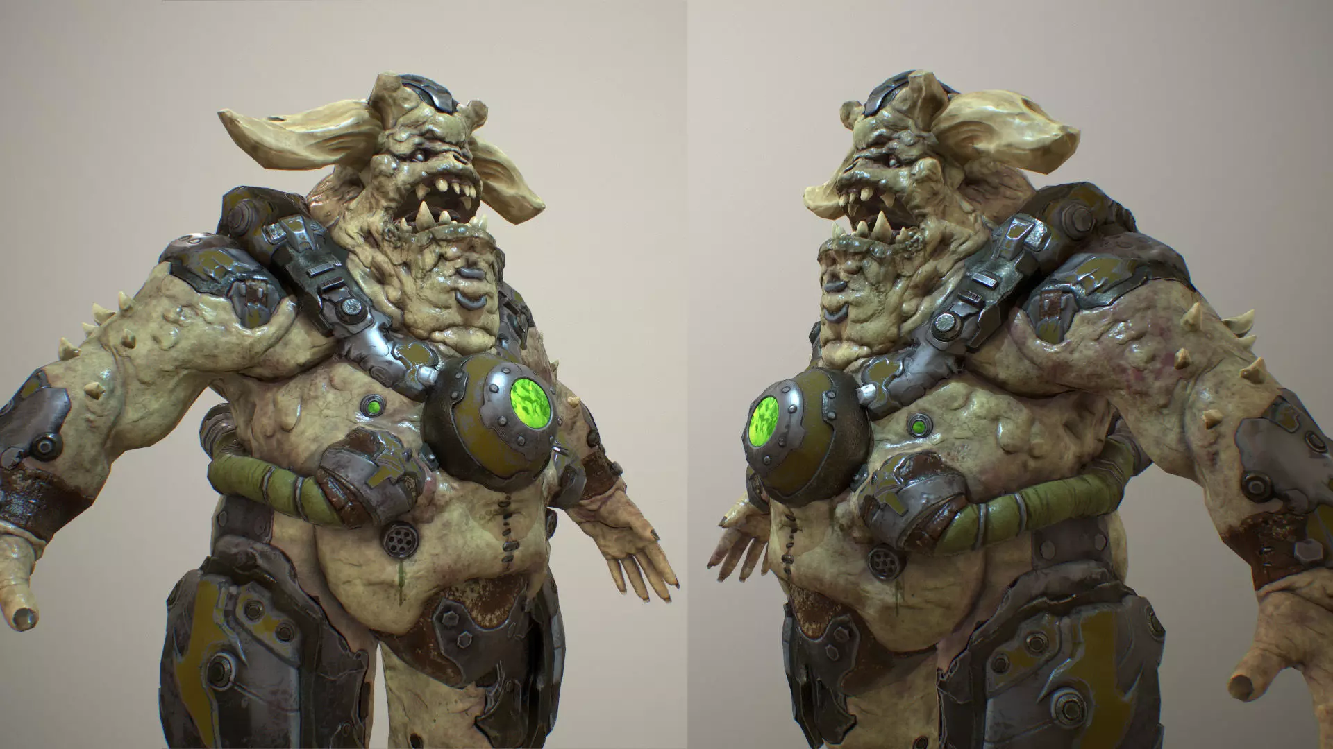 Demon soldier Low-poly 3D model_0