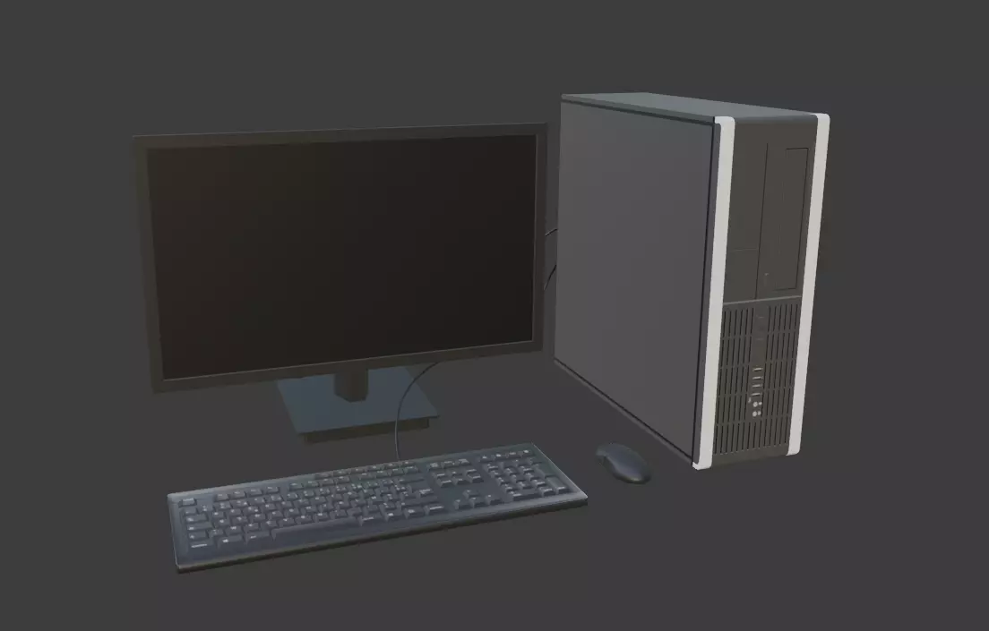 Simple Computer Low-poly 3D model_0