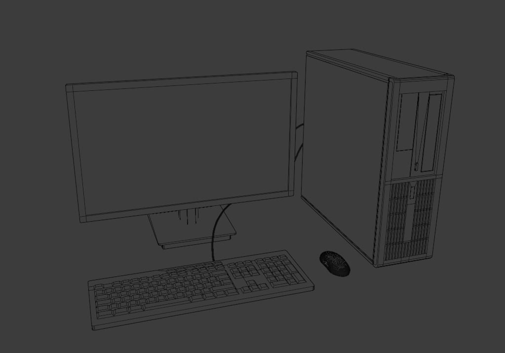 Simple Computer Low-poly 3D model_6