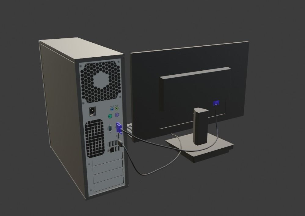 Simple Computer Low-poly 3D model_1