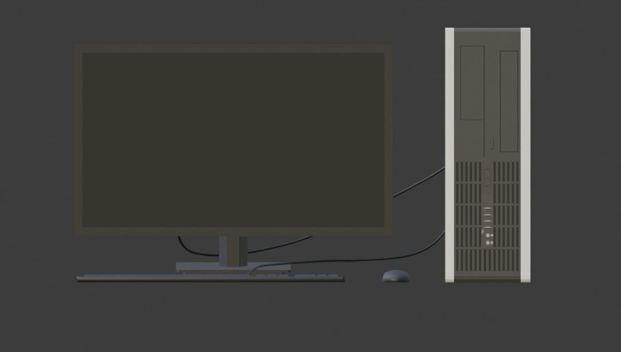 Simple Computer Low-poly 3D model_4