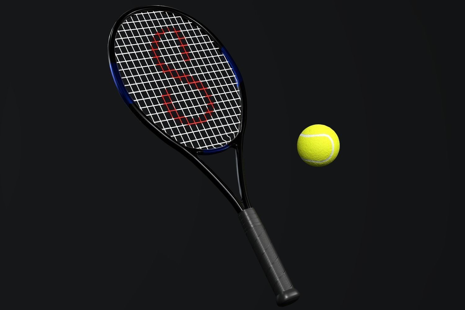 Tennis Racket Low-poly 3D model_2