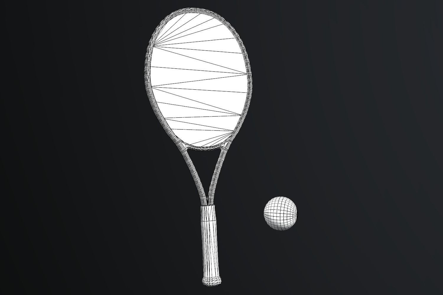 Tennis Racket Low-poly 3D model_9