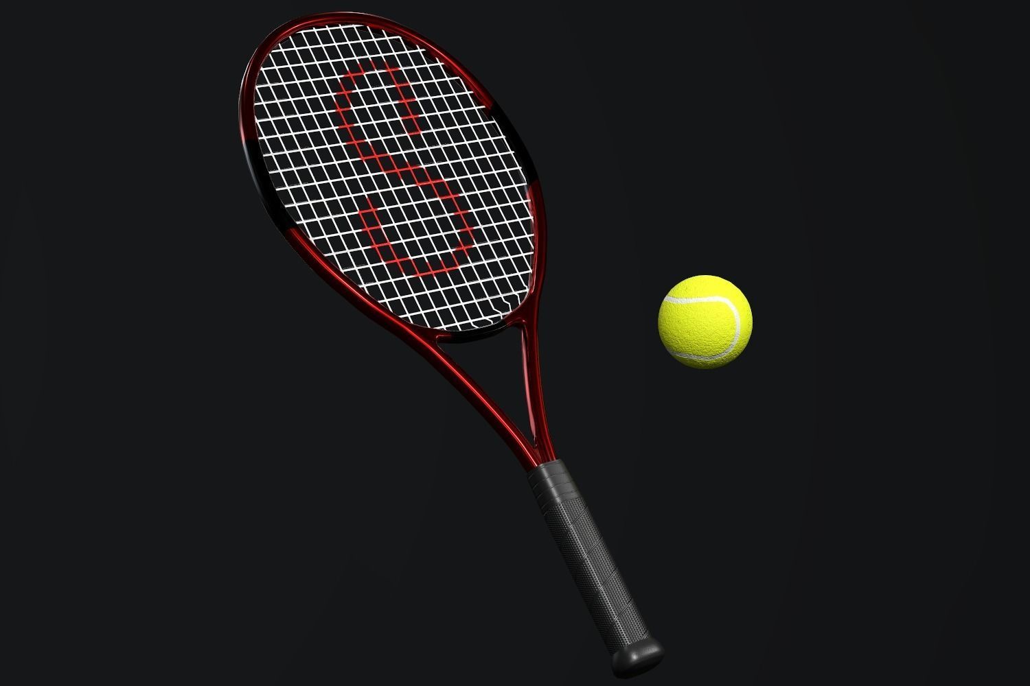 Tennis Racket Low-poly 3D model_3