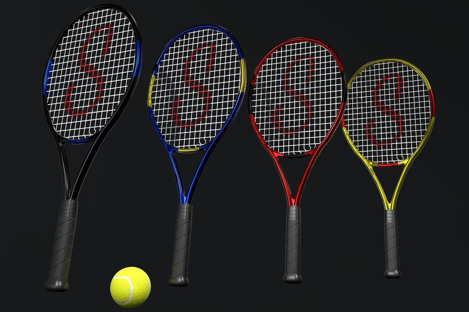 Tennis Racket Low-poly 3D model_1