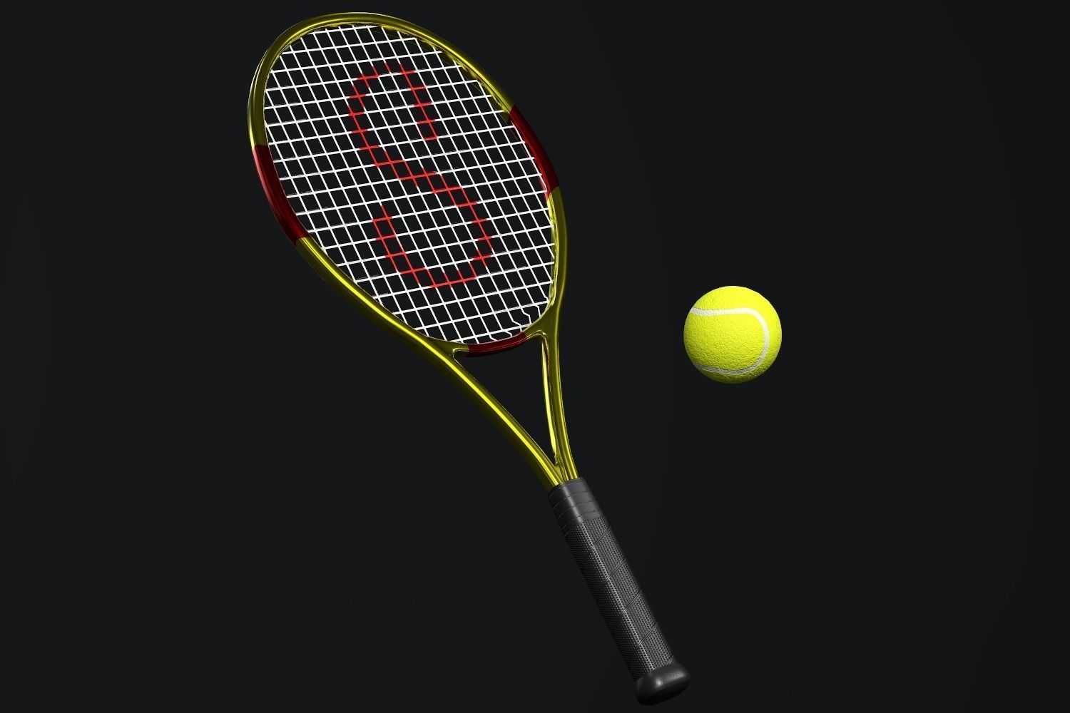 Tennis Racket Low-poly 3D model_4