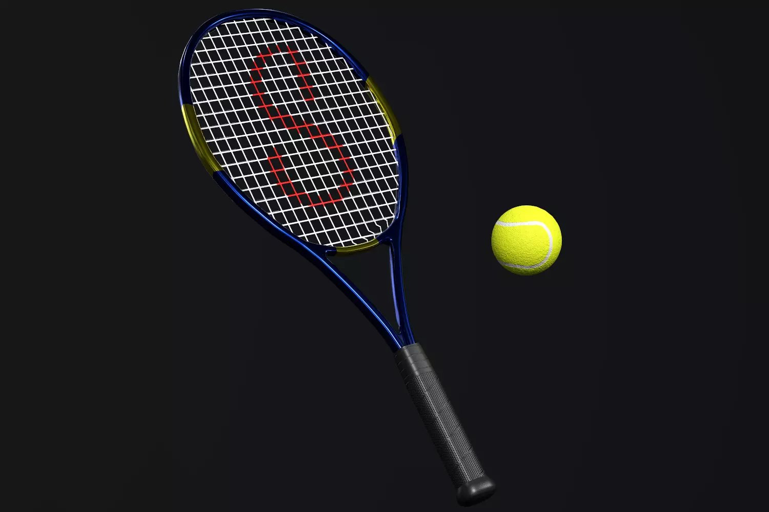 Tennis Racket Low-poly 3D model_0