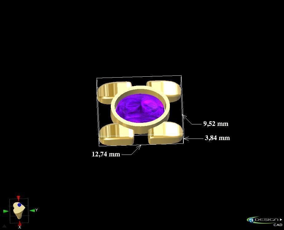 Cabochon gold ring with sapphire stone 3D print model_3